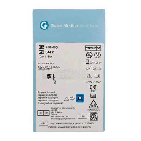 Grace Medical 758-450 Megerian SRP Nitinol/PTFE Ossicular Prosthesis ENT Grace Medical