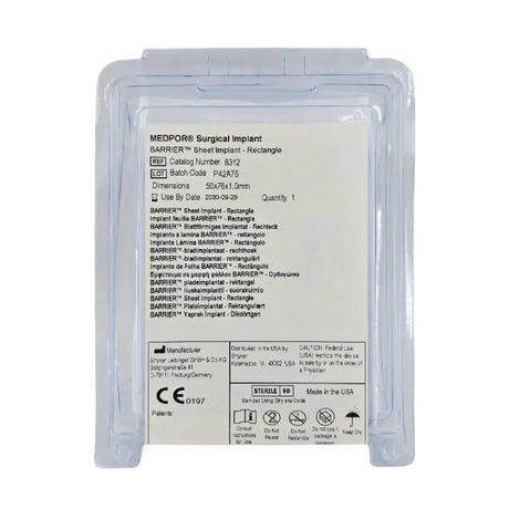 Stryker 8312 MEDPOR BARRIER Sheet Implant Rectangle 50x76x1.0mm Stryker