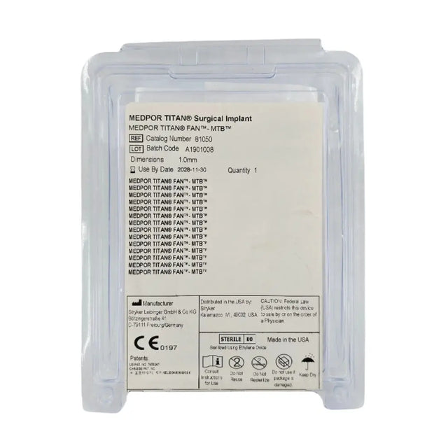 Stryker 81050 MEDPOR TITAN FAN-MTB Surgical Implant 1.0mm Stryker