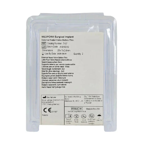 Stryker 7167 MEDPOR Surgical Implant External Nasal Valve Batten Thin 25x11x0.6mm PK/2 Stryker