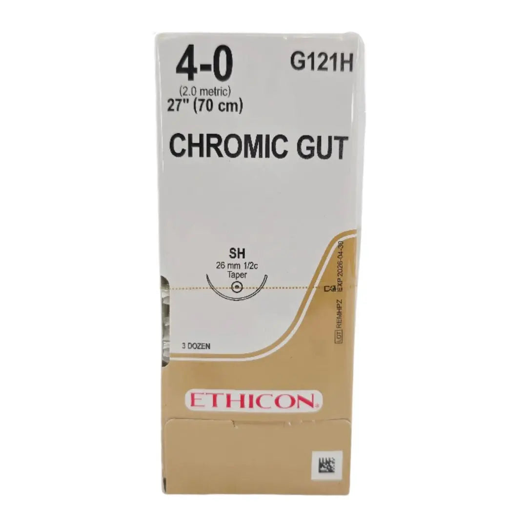 Ethicon G121H CHROMIC GUT 4-0 Naturally BROWN 1X27" SH 26mm BX/36 Ethicon