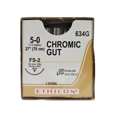 Ethicon 634G 5-0 CHROMIC GUT Naturally BROWN 1X27" FS-2 19mm BX/12 Ethicon