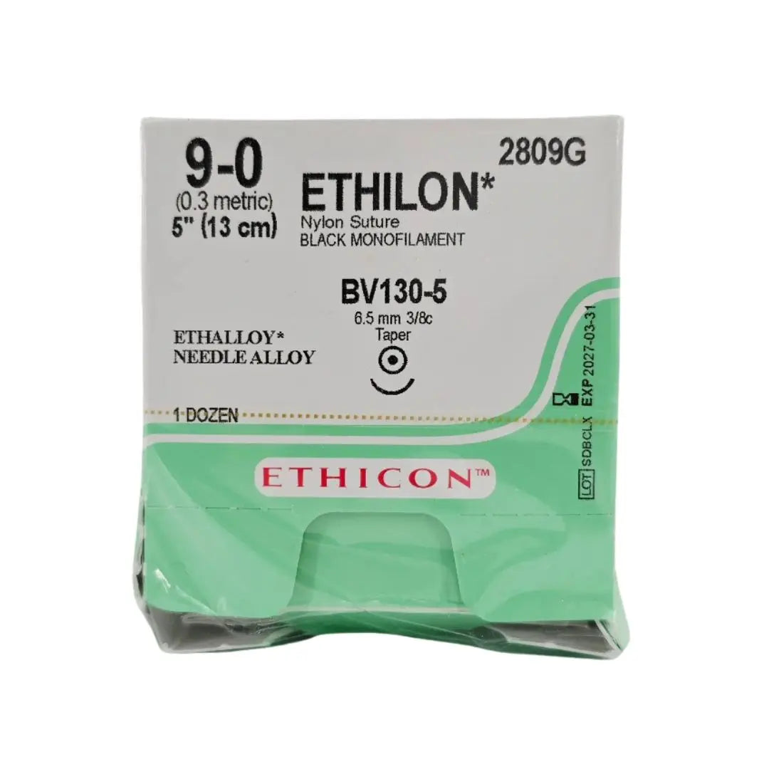 Ethicon 2809G ETHILON 9-0 Black 1X5" BV130-5 6.5mm BX/12 Ethicon