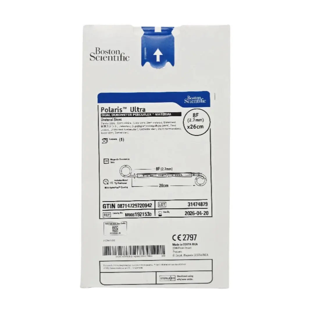Boston Scientific M0061921530 Polaris Ultra Dual Durometer Percuflex Material Ureteral Stent 8F x 26cm 1/EA Boston Scientific