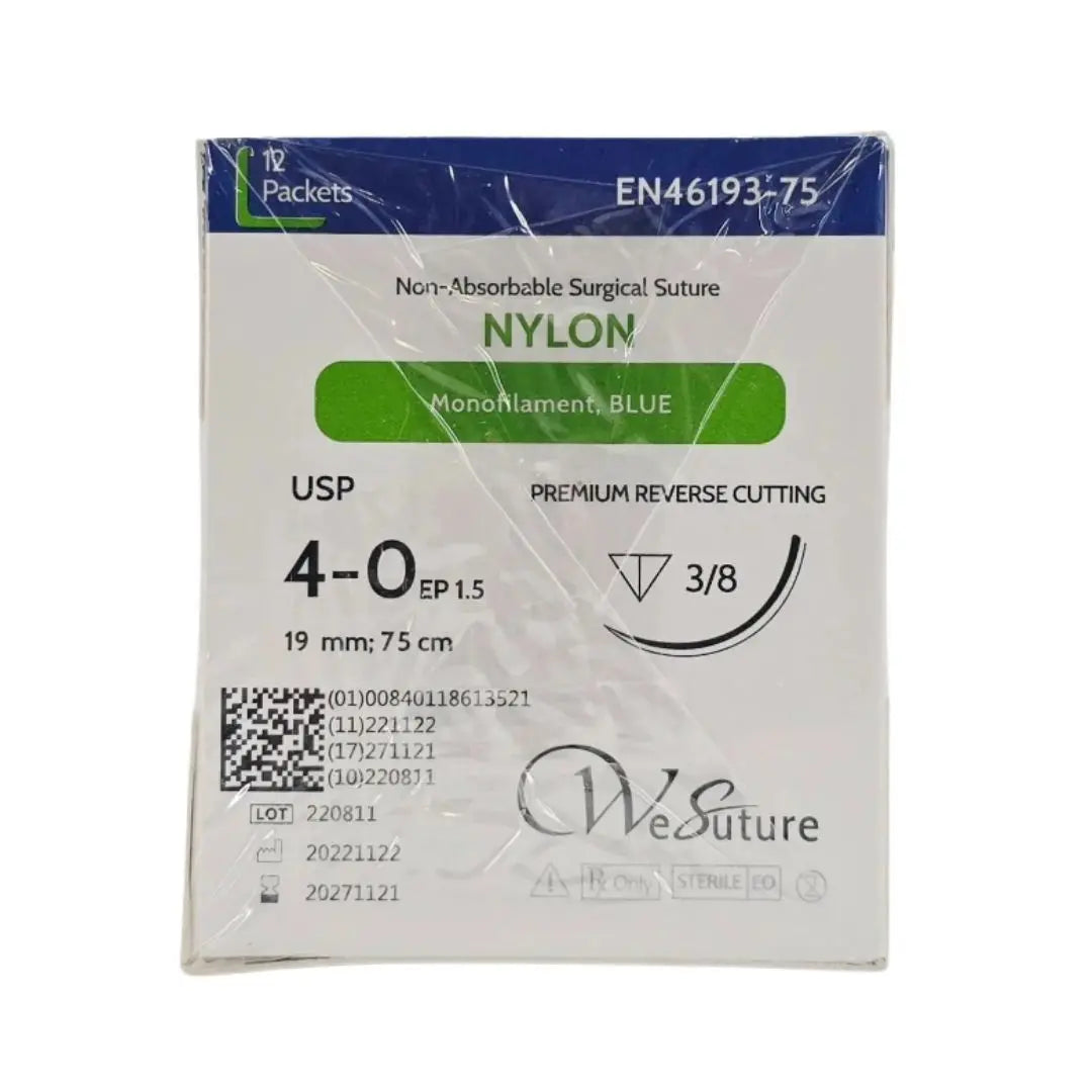 Endure Industries EN46193-75 4-0 NYLON Blue 19mm Prime Reverse Cutting 75cm BX/12 Endure Industries