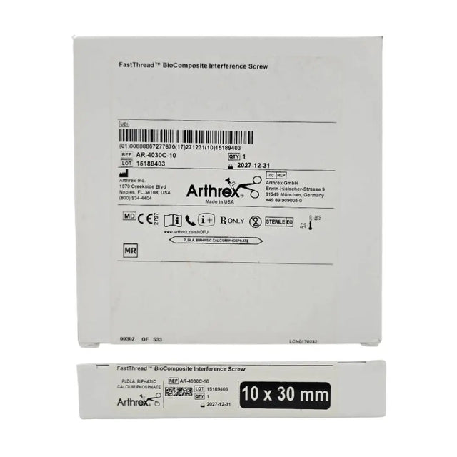 Arthrex AR-4030C-10 FastThread BioComposite Interference Screw Vented 10x30mm 1/EA Arthrex