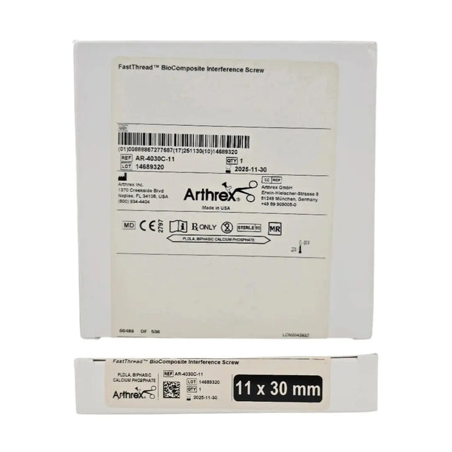 Arthrex AR-4030C-11 FastThread BioComposite Interference Screw Vented 11x30mm 1/EA Arthrex