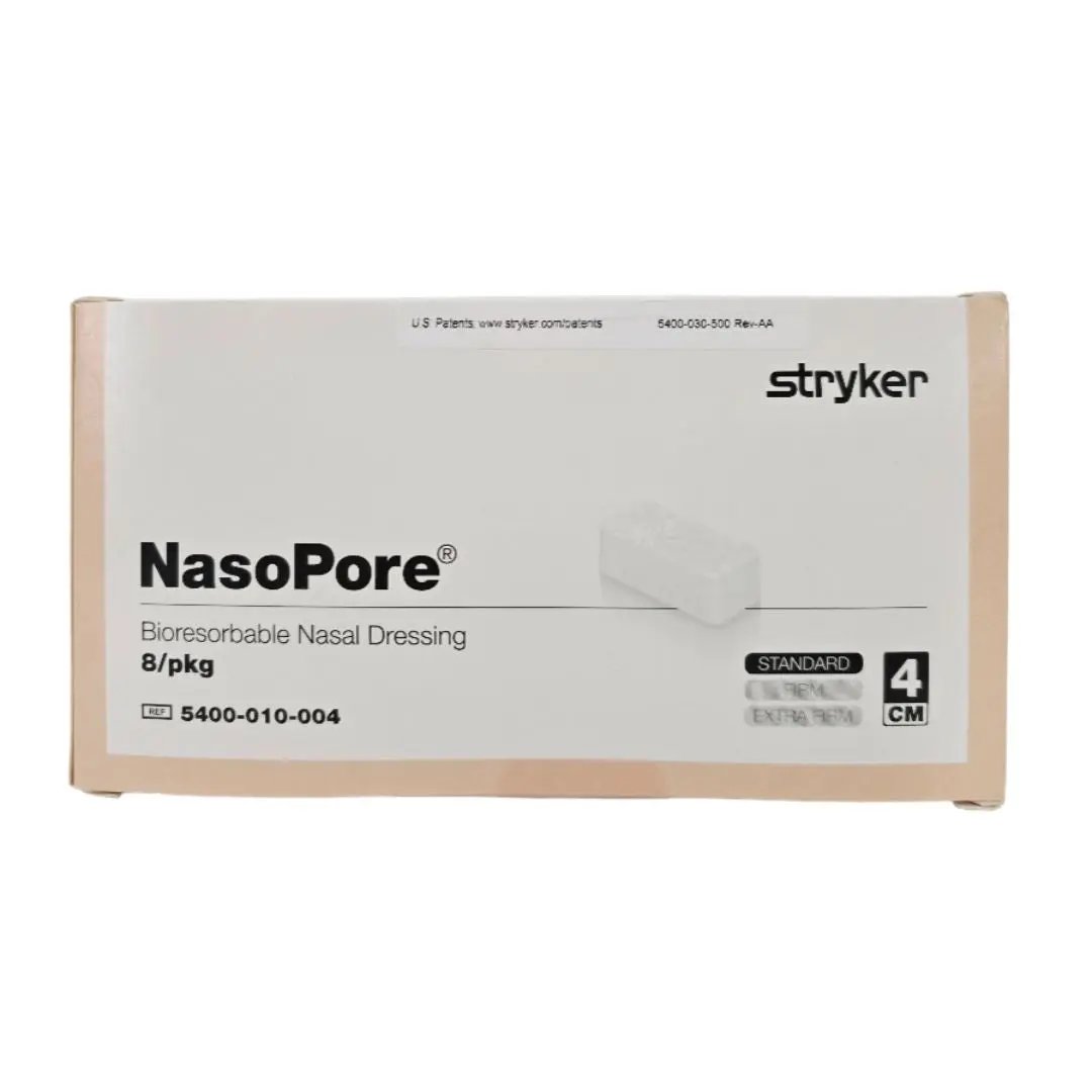 Stryker 5400-010-004 NasoPore Bioreabsorbable Nasal Dressing Standard 4cm 8/pkg Stryker