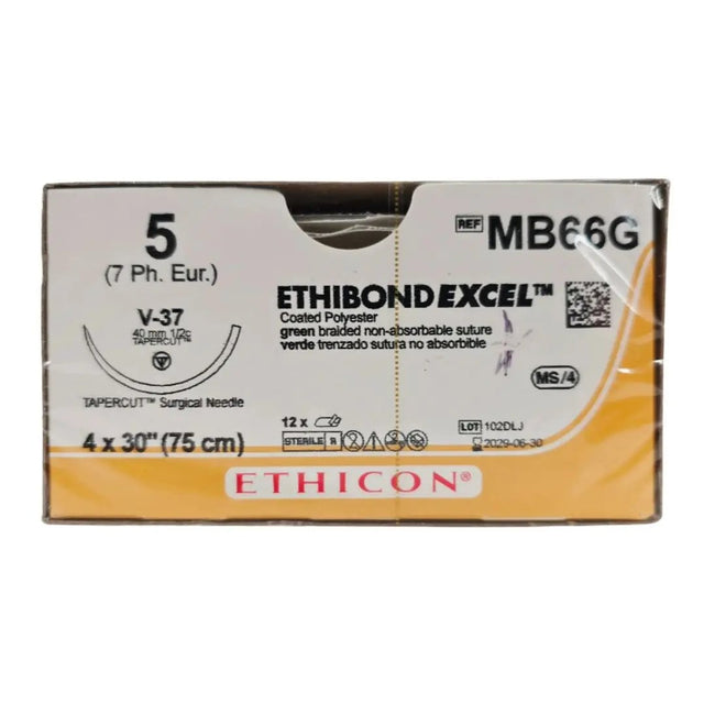Ethicon MB66G ETHIBOND EXCEL 5 4x30" V-37 40mm TAPERCUT BX/12 Ethicon