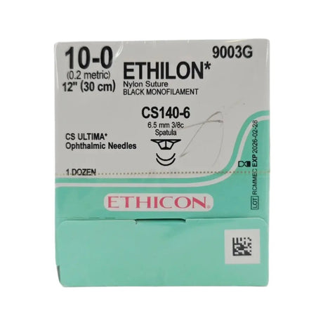 Ethicon 9003G ETHILON 10-0 Black 1X12" CS140-6 6.5mm CS ULTIMA Ophthalmic Needles BX/12 Ethicon