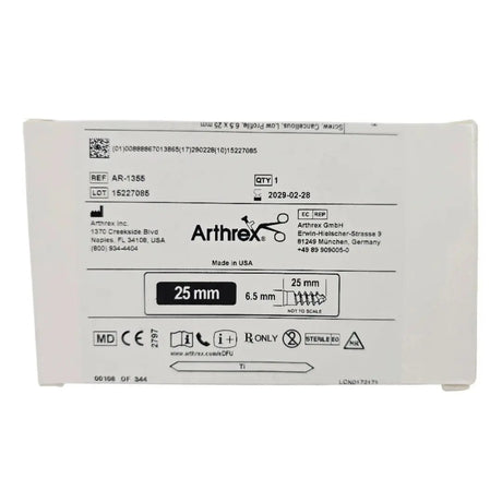 Arthrex AR-1355 Cancellous Screw Low Profile 6.5 x 25mm Titanium 1/EA Arthrex