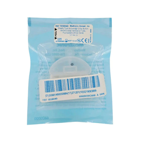 Medtronic 1038040 Sheehy Type Activent Collar Button Antimicrobial Ventilation Tube, Fluoroplastic/Silver Oxide 1.27mm I.D. 1/EA Medtronic Xomed
