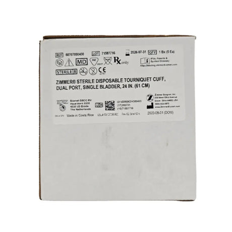 Zimmer 60707000400 Disposable Tourniquet Cuff Dual Port Single Bladder 24" BX/5 Zimmer