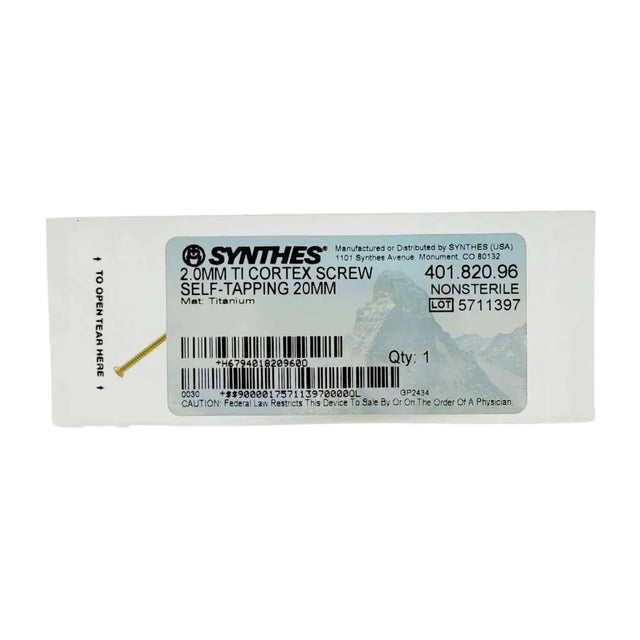 Synthes 401.820.96 2.0mm Ti Cortex Screw Self-Tapping 20mm Orthopedic Hardware Synthes