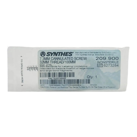 Synthes 209.900 7.3mm Cannulated Screw 32mm Thread/100mm Synthes