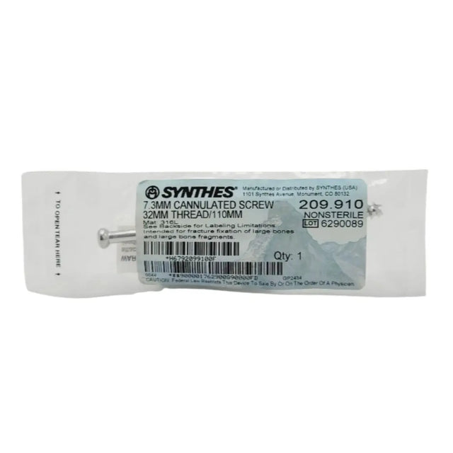 Synthes 209.910 7.3mm Cannulated Screw 32mm Thread/110mm Synthes