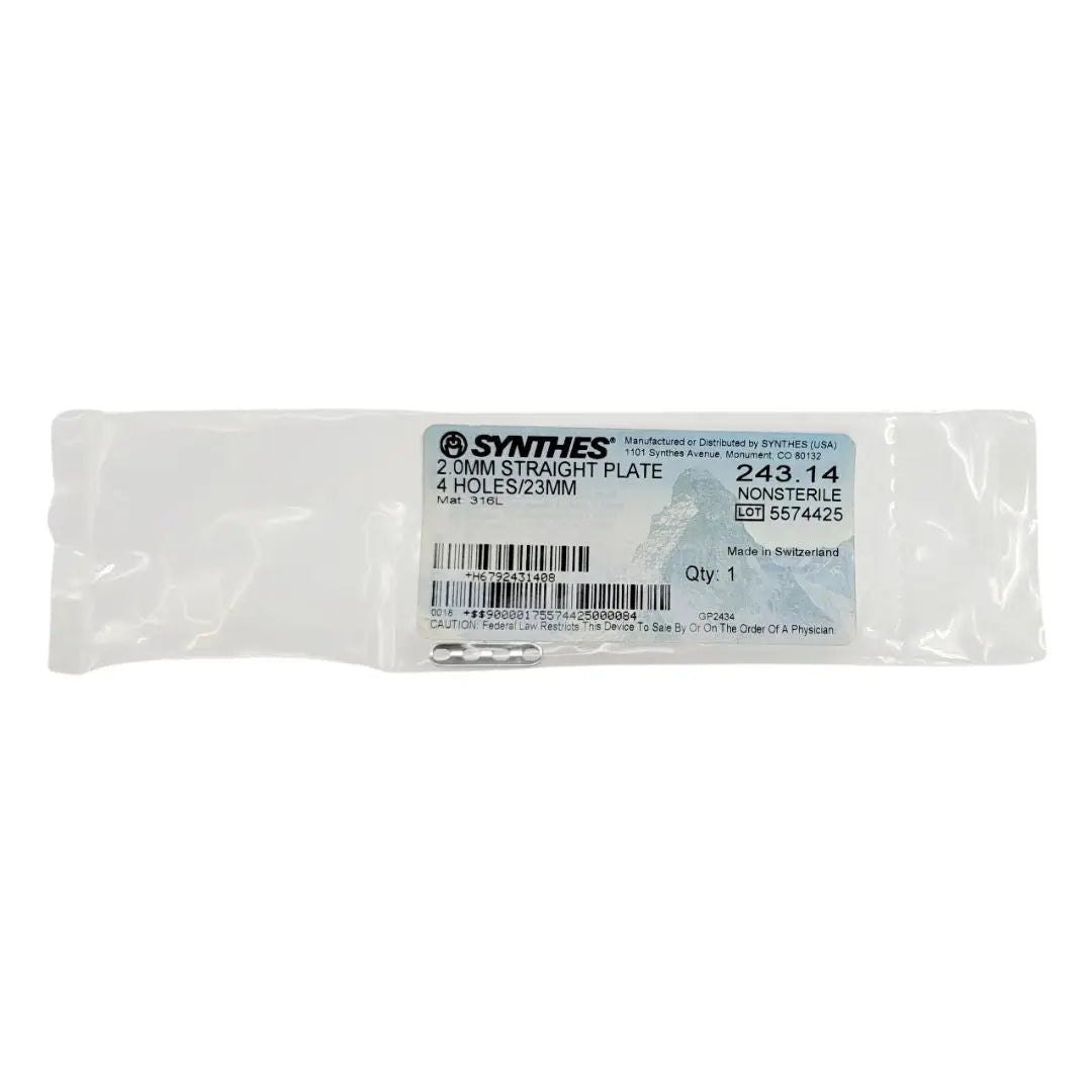 Synthes 243.14 2.0mm Straight Plate 4 Holes 23mm Synthes
