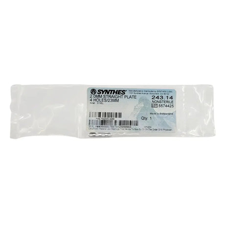 Synthes 243.14 2.0mm Straight Plate 4 Holes 23mm Synthes