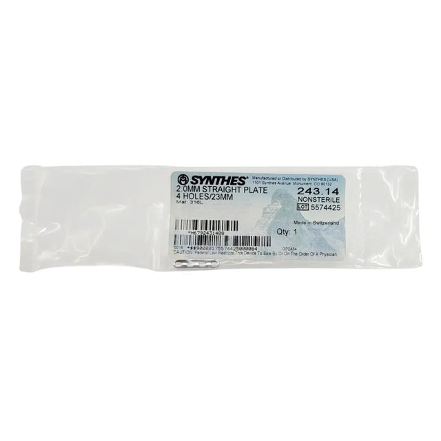Synthes 243.14 2.0mm Straight Plate 4 Holes 23mm Synthes