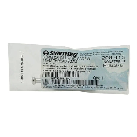 Synthes 208.413 6.5mm Cannulated Screw 16mm Thread 90mm Synthes