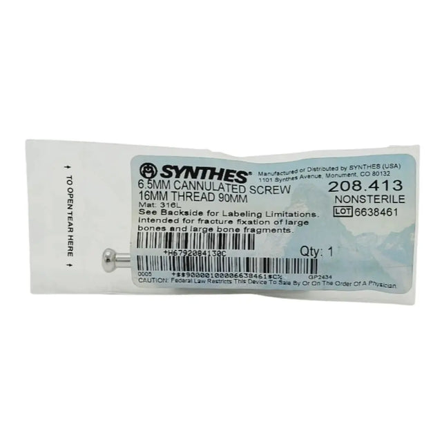 Synthes 208.413 6.5mm Cannulated Screw 16mm Thread 90mm Synthes
