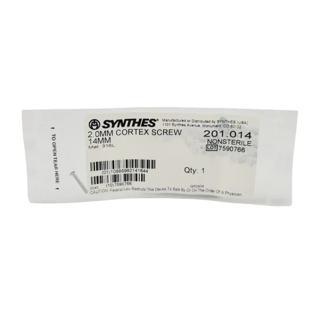 Synthes 201.014 2.0mm Cortex Screw 14mm Synthes
