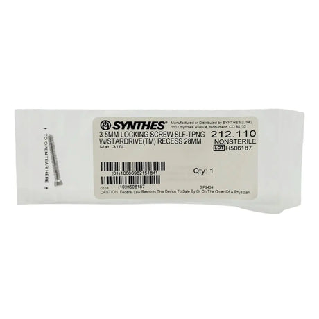 Synthes  212.110 3.5MM Locking Screw Self Tapping W/ Stardrive Recess 28MM Synthes