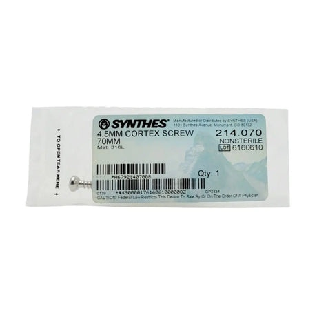 Synthes 214.070 4.5mm Cortex Screw 70mm Synthes