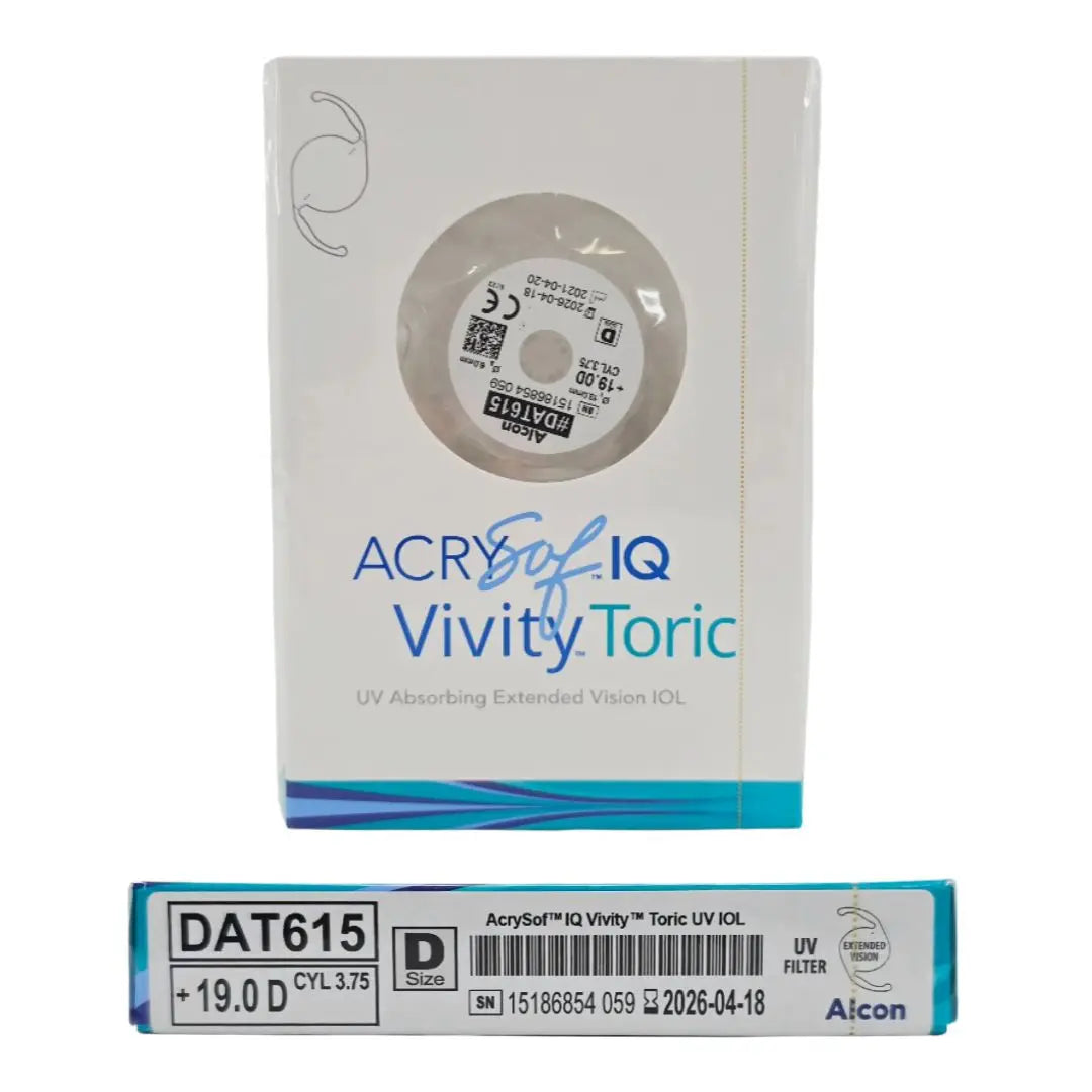 Alcon DAT615.190 AcrySof IQ Vivity Toric UV Absorbing Extended Vision IOL +19.0 D Size D 1/EA Alcon