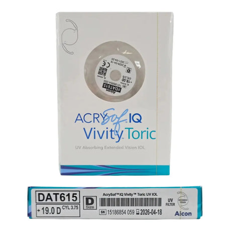 Alcon DAT615.190 AcrySof IQ Vivity Toric UV Absorbing Extended Vision IOL +19.0 D Size D 1/EA Alcon