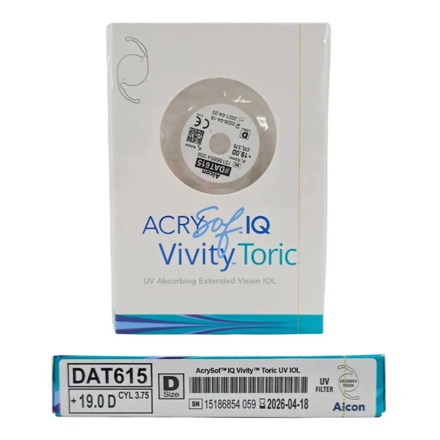 Alcon DAT615.190 AcrySof IQ Vivity Toric UV Absorbing Extended Vision IOL +19.0 D Size D 1/EA Alcon