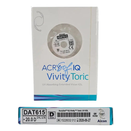 Alcon DAT615.200 AcrySof IQ Vivity Toric UV Absorbing Extended Vision IOL +20.0 D Size D 1/EA Alcon