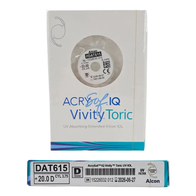 Alcon DAT615.200 AcrySof IQ Vivity Toric UV Absorbing Extended Vision IOL +20.0 D Size D 1/EA Alcon