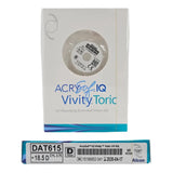 Alcon DAT615.185 AcrySof IQ Vivity Toric UV Absorbing Extended Vision IOL +18.5 D Size D 1/EA Alcon