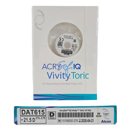 Alcon DAT615.215 AcrySof IQ Vivity Toric UV Absorbing Extended Vision IOL +21.5 D Size D 1/EA Alcon