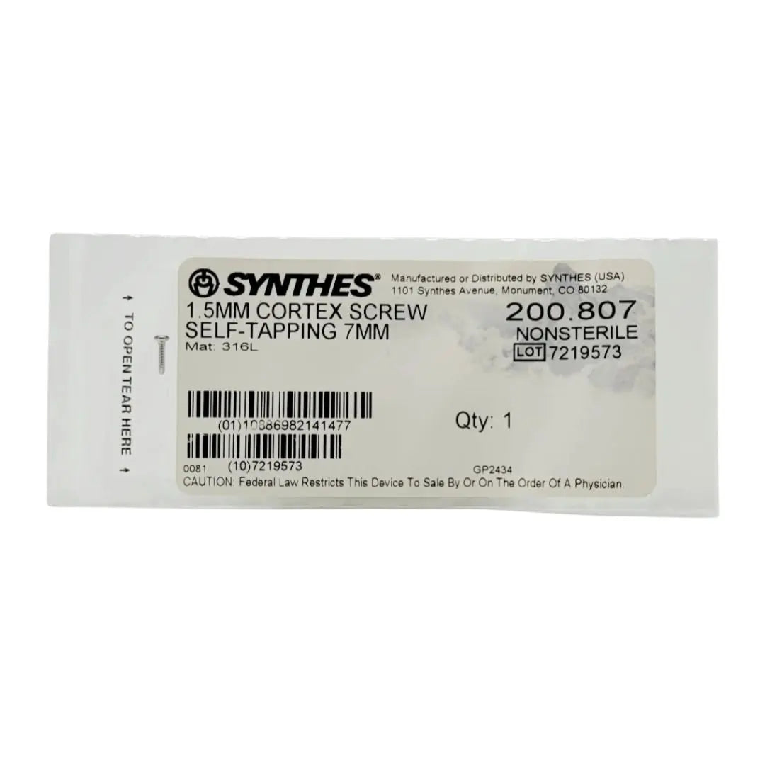 Synthes 200.807 1.5mm Cortex Screw Self-tapping 7mm Synthes
