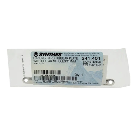 Synthes 241.401 LCP One Third Tubular Plate with Collar 10 Holes 117mm Synthes