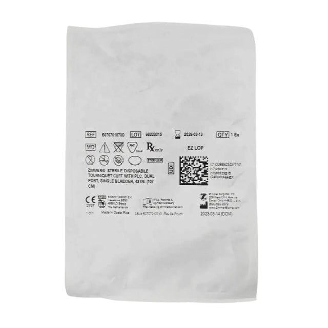 Zimmer 60707010400 Sterile Disposable Tourniquet Cuff Dual Port Single Bladder 24" 1/EA Zimmer