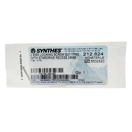 Synthes 212.824 2.4mm Locking Screw Self Tapping with Stardrive Recess 24mm Synthes