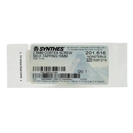 Synthes 201.616 2.4mm Cortex Screw Self-tapping/16mm Synthes
