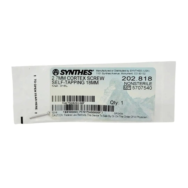 Synthes 202.818 2.7mm Cortex Screw Self-tapping 18mm Synthes