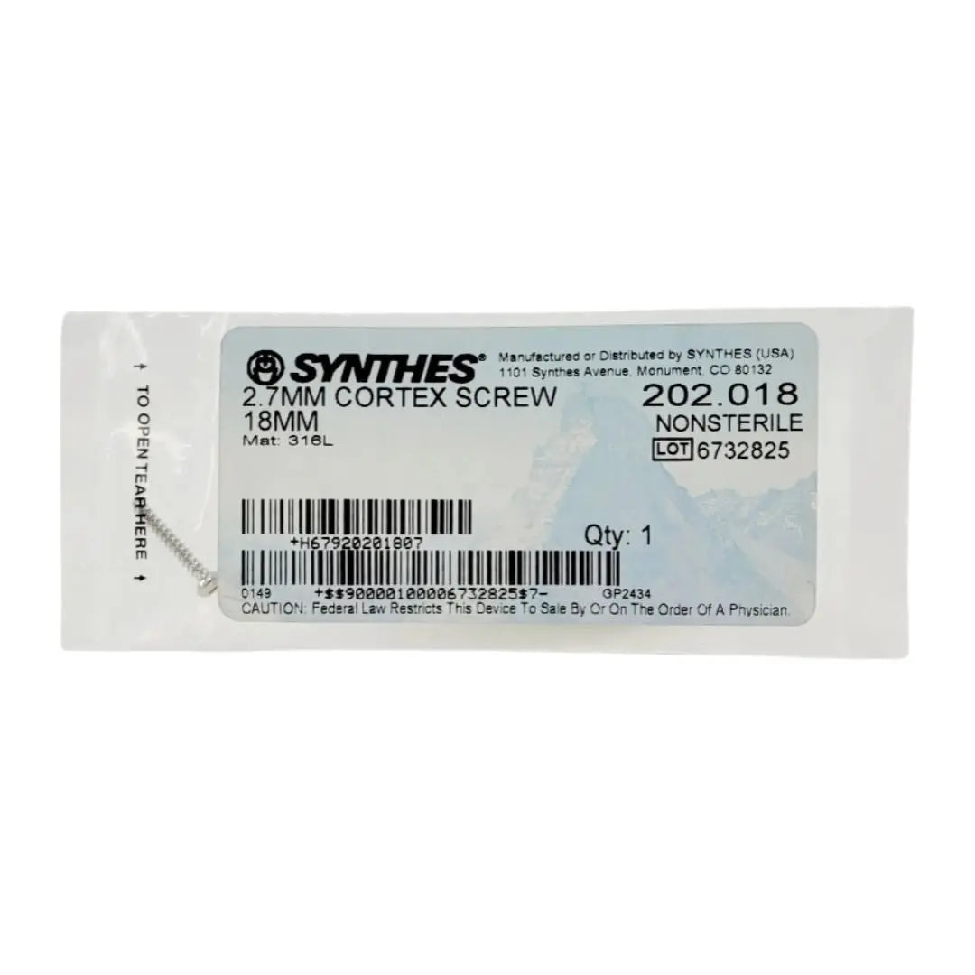 Synthes 202.812 2.7mm cortex screw self-tapping 12mm orthopedic hardware Synthes