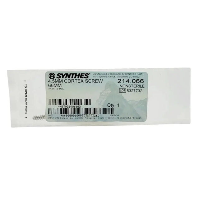 Synthes 214.066 4.5 dia. x  66 mm Cortex Screw Synthes