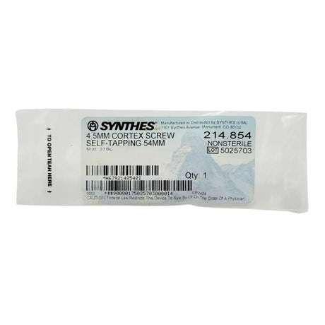 Synthes 214.854 4.5mm Cortex Screw Self-tapping 54mm Synthes