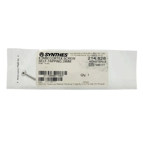 Synthes 214.828 4.5mm Cortex Screw Self-tapping 28mm Synthes