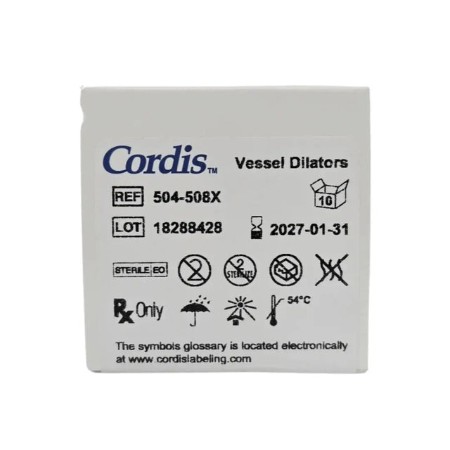 Cordis 504-508X Vessel Dilators 8F x 17cm .038" BX/10 Cordis