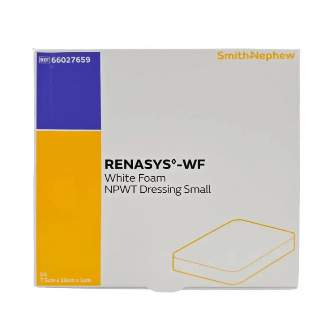 Smith & Nephew 66027659 RENASYS-WF White Foam NPWT Dressing Small 7.5cm x 10cm x 1cm BX/10 Smith & Nephew, Inc.