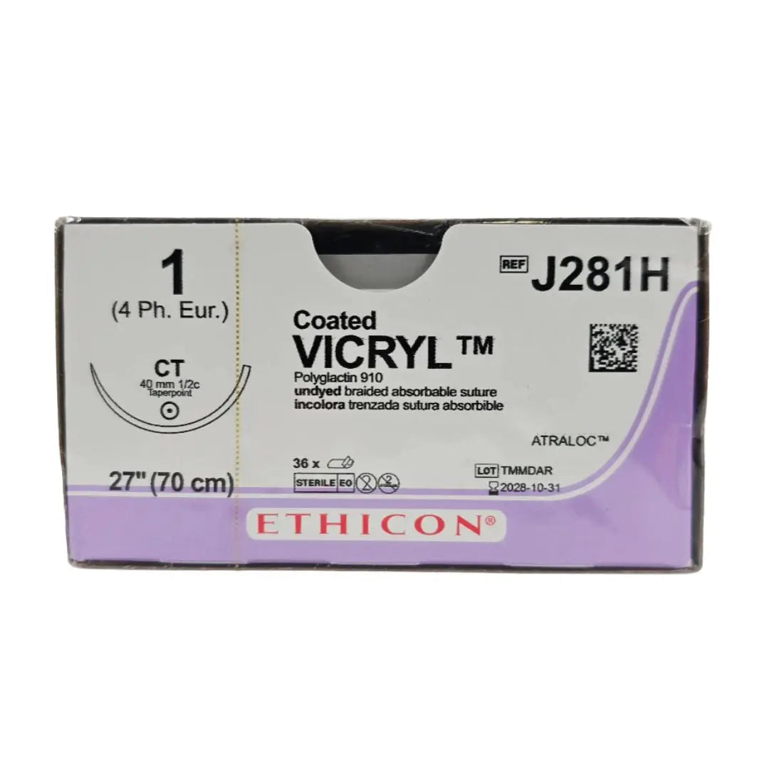 Ethicon J281H Coated VICRYL 1 Undyed 1X27" CT 40mm BX/36 Ethicon