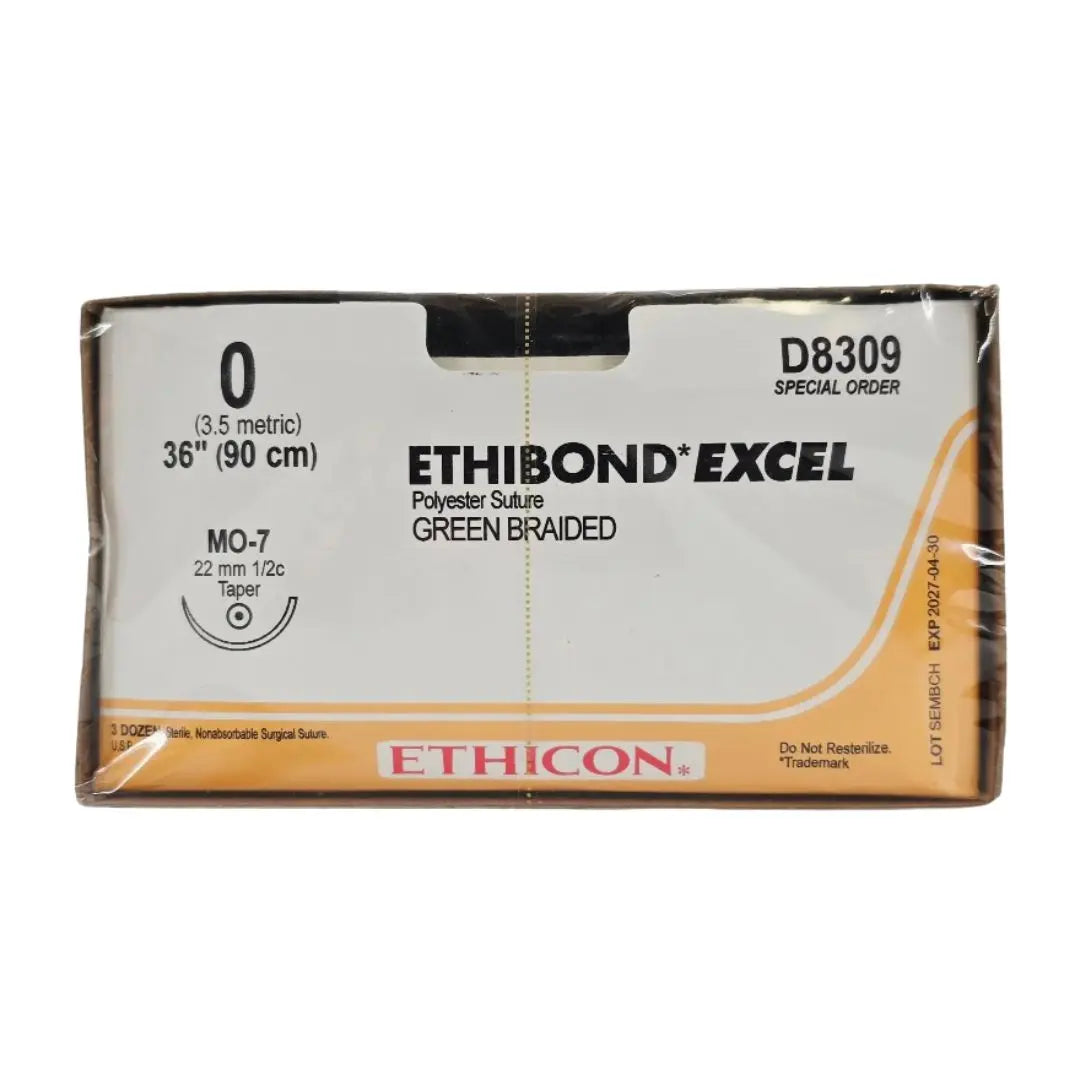 Ethicon D8309 ETHIBOND EXCEL 0 Green 1X36" MO-7 22mm Taper BX/36 Ethicon