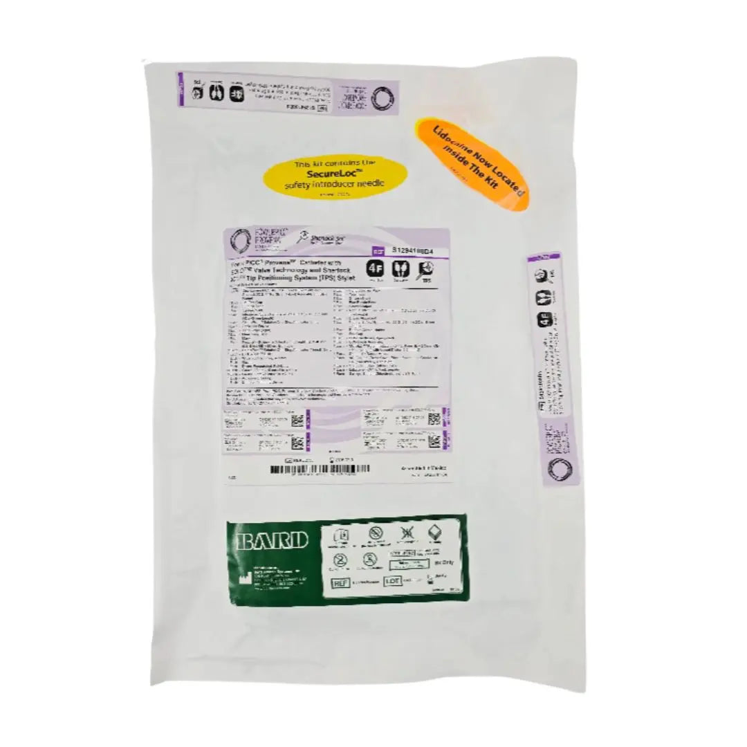 Bard S1294108D4 PowerPICC Provena Catheter w/ SOLO Valve Technology and Sherlock 3CG Tip Positioning System (TPS) Stylet 4F 1/EA Bard